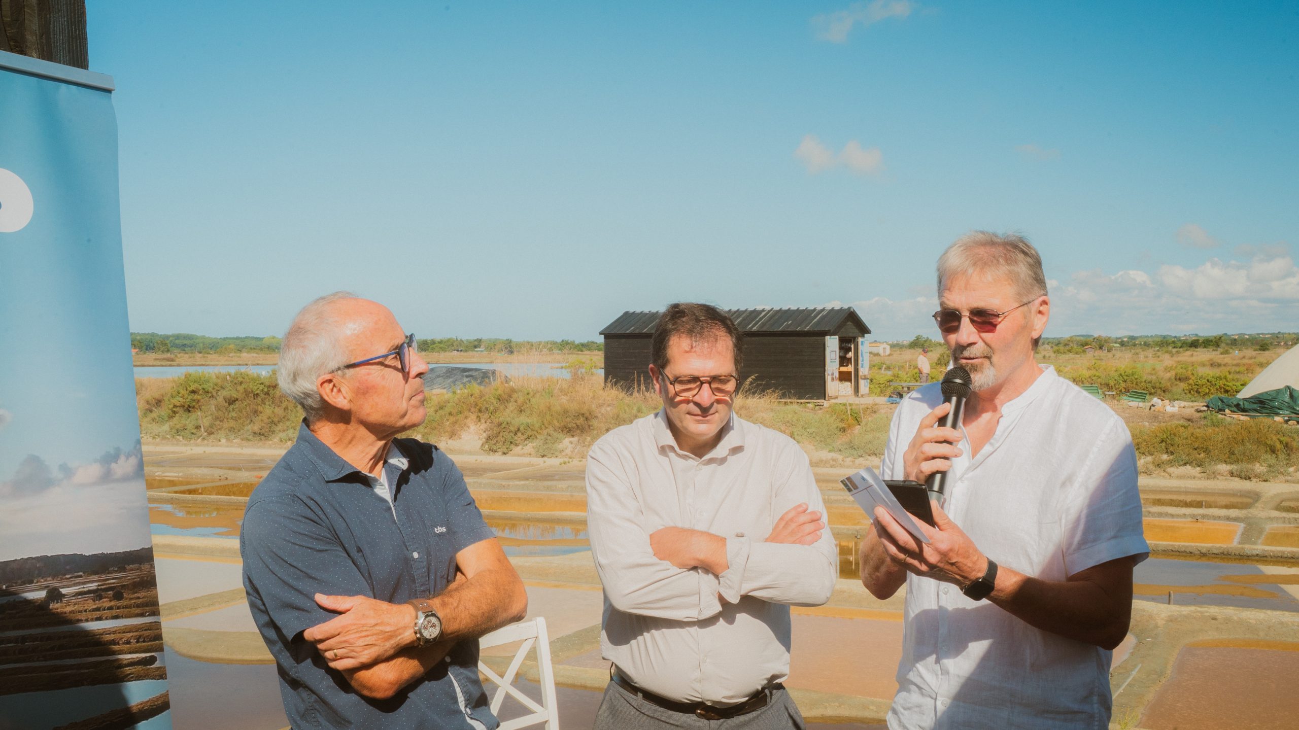 Daniel REMIGNON Stéphane VIOLLEAU ASMG Inauguration du mât marais île d'olonne